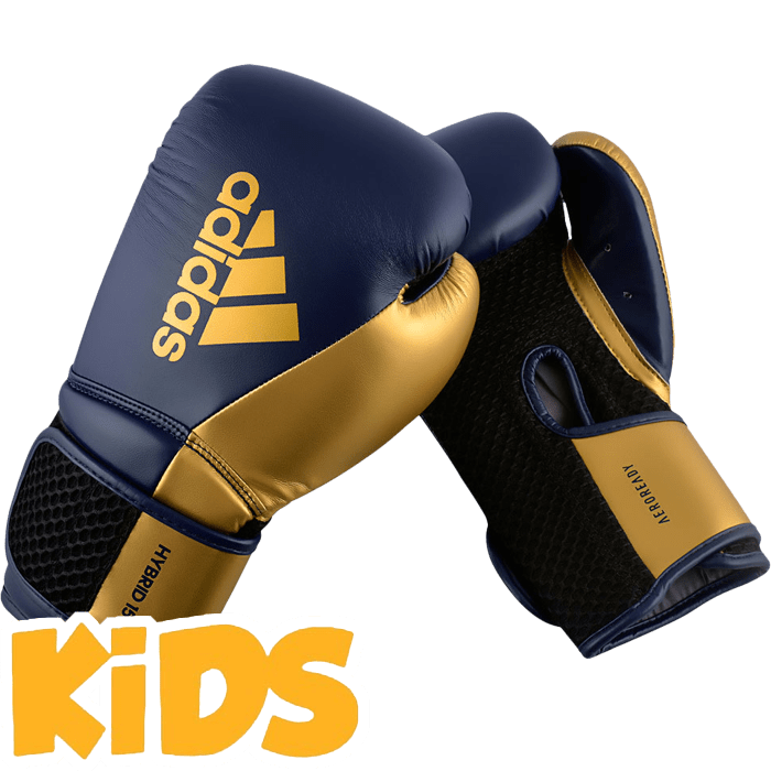 Детские боксерские перчатки Adidas Hybrid 150 Blue/Gold - фото 1