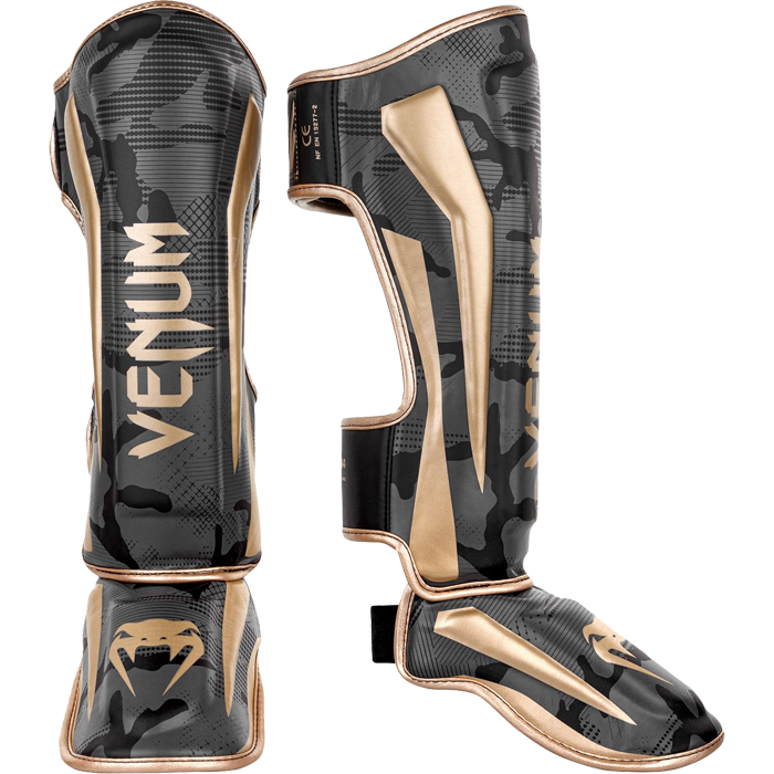 Шингарды Venum Elite Dark Camo/Gold - фото 1