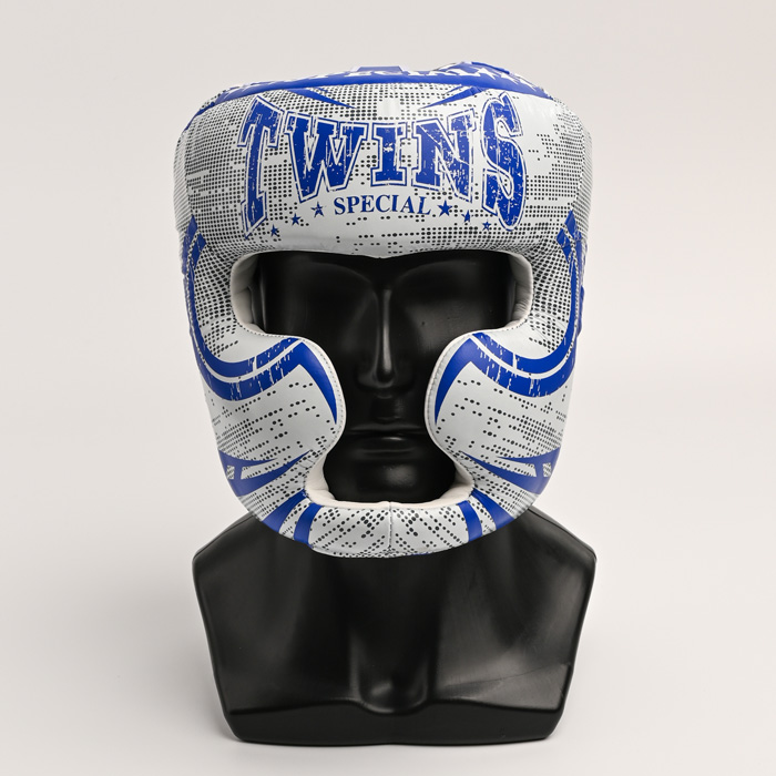 Боксерский шлем Twins Special FHGL3-TW5BK White/Blue - фото 1