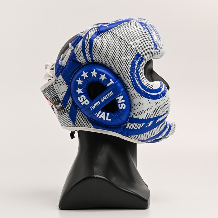 Боксерский шлем Twins Special FHGL3-TW5BK White/Blue - фото 3