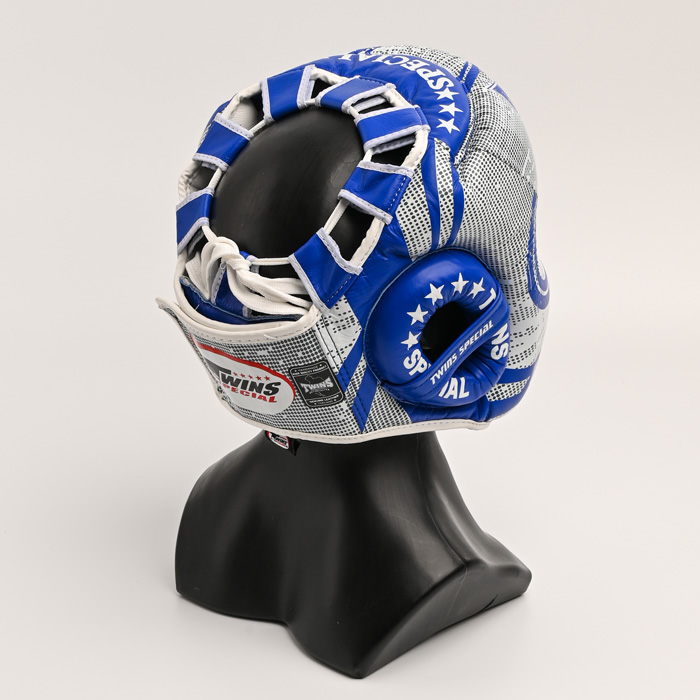 Боксерский шлем Twins Special FHGL3-TW5BK White/Blue - фото 4