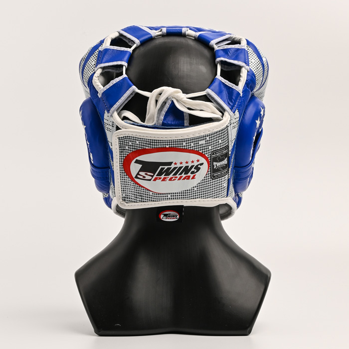 Боксерский шлем Twins Special FHGL3-TW5BK White/Blue - фото 5