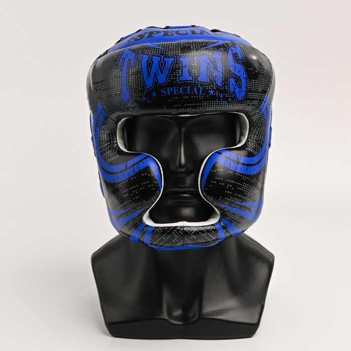 Боксерский шлем Twins Special FHGL3-TW5BK Black/Blue - фото 1