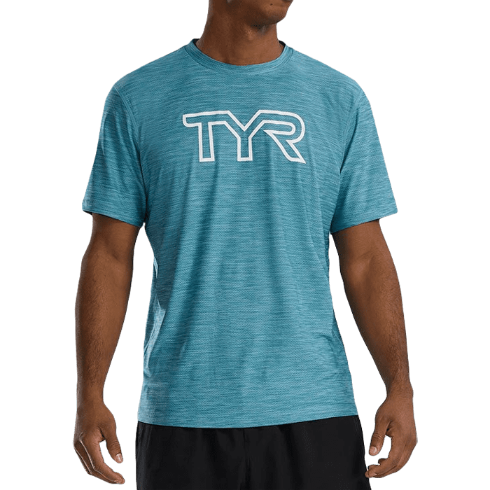 Футболка Tyr Men`s Airtec Tee Big Logo 971 бирюзовая - фото 1