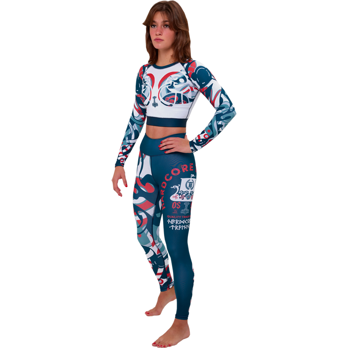 Женский рашгард Hardcore Training Nordic Pattern Blue/White LS - фото 4