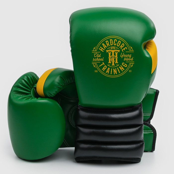 Боксерские перчатки Hardcore Training GRT1 Boxing Gloves Green/Black/Yellow - фото 1