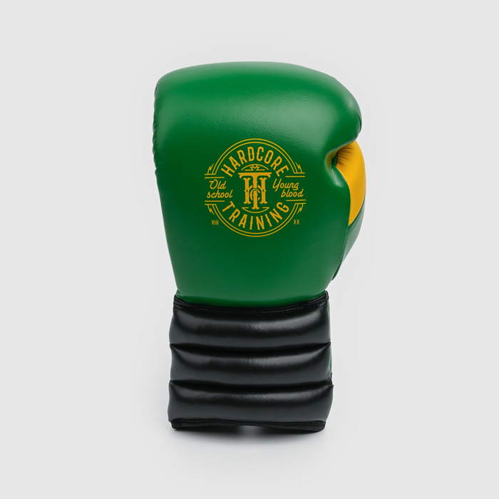 Боксерские перчатки Hardcore Training GRT1 Boxing Gloves Green/Black/Yellow - фото 3