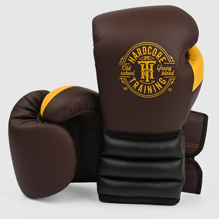 Боксерские перчатки Hardcore Training GRT1 Boxing Gloves Brown/Black/Yellow - фото 1