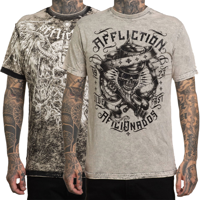 Двусторонняя футболка Affliction Electric Fire черный/белый - фото 1