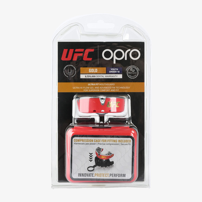 Детская боксерская капа Opro Gold Level UFC красная/серебристая - фото 6