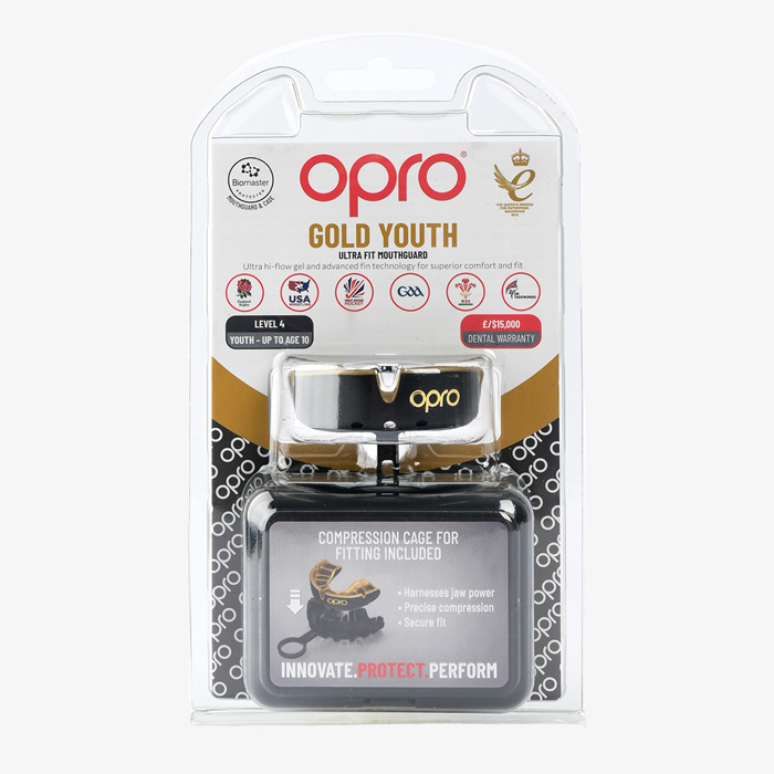 Детская боксерская капа Opro Gold Level UFC чёрная/золотая - фото 6