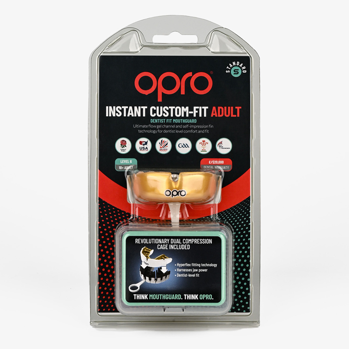 Боксерская капа Opro Instant Custom-Fit золотая - фото 6