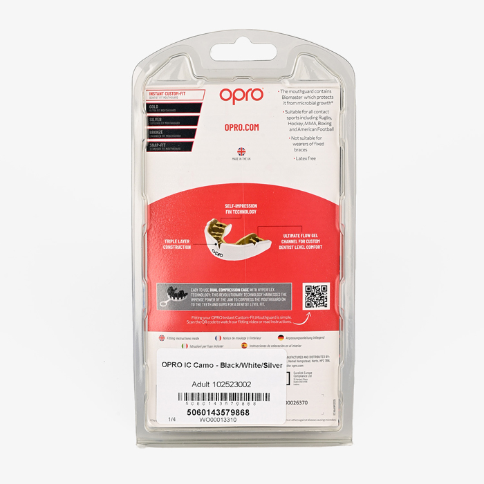 Боксерская капа Opro Instant Custom-Fit Camo черный/белый/серебристый - фото 7