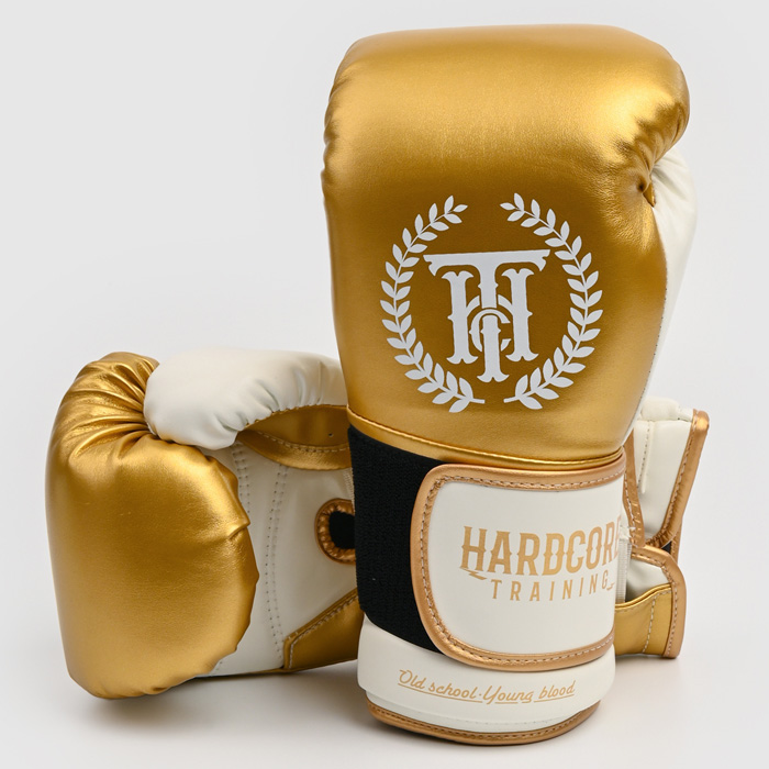 Боксерские перчатки Hardcore Training Revolution Gold/White PU 8 унц. - фото 2