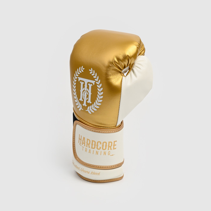 Боксерские перчатки Hardcore Training Revolution Gold/White PU 8 унц. - фото 4