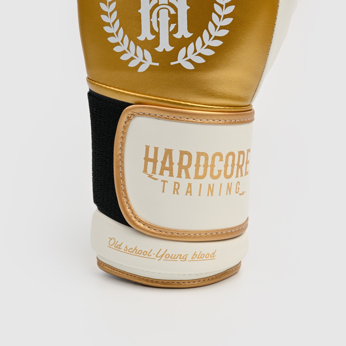 Боксерские перчатки Hardcore Training Revolution Gold/White PU 8 унц. - фото 6
