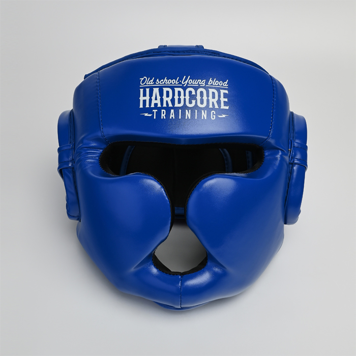 Классический боксерский шлем Hardcore Training Base Blue - фото 1