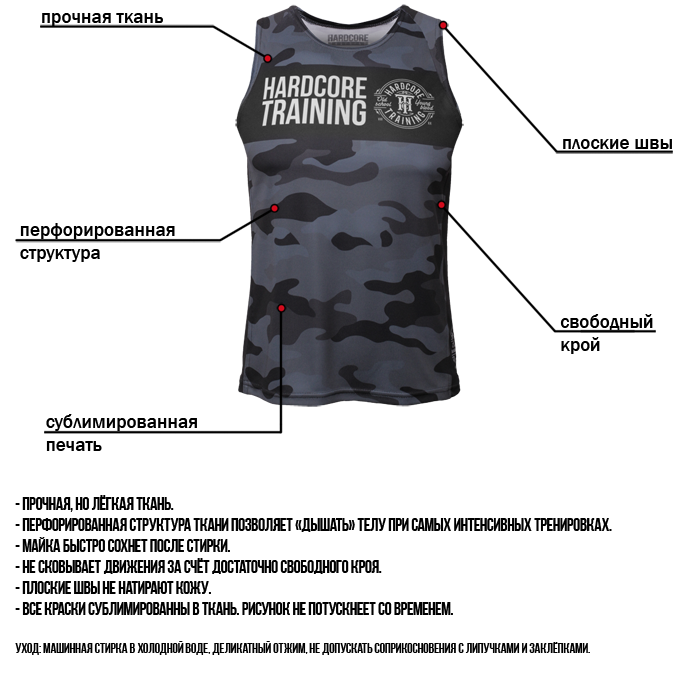 Тренировочная майка Hardcore Training Night Camo черная - фото 6