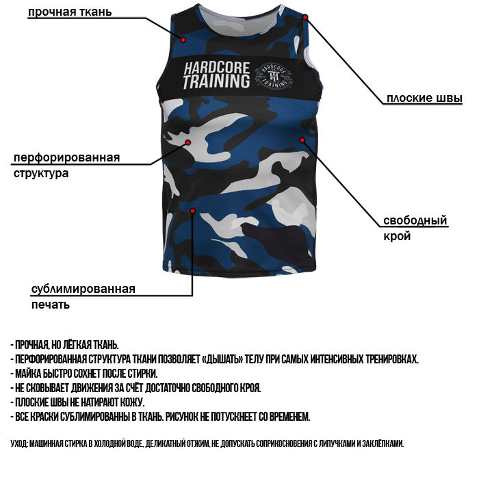 Тренировочная майка Hardcore Training Night Camo Blue/White - фото 6