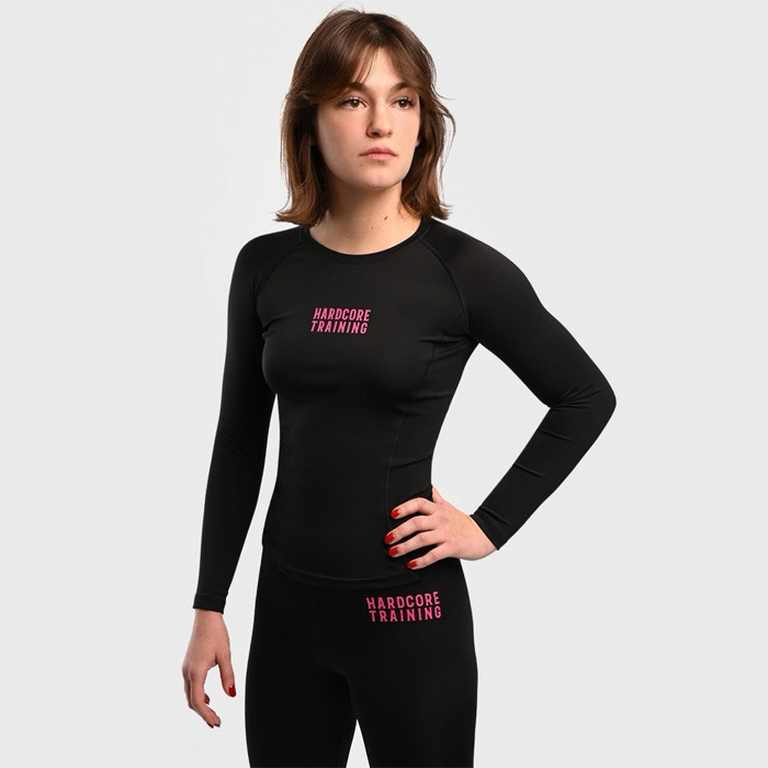 Женский рашгард Hardcore Training Black Shadow 3.D Black/Neon Pink - фото 1