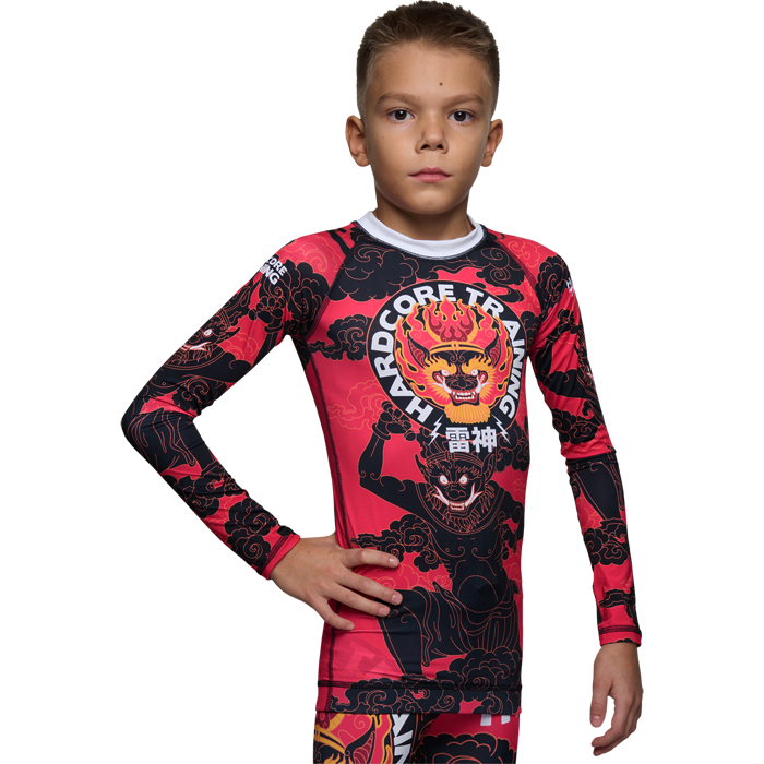 Детский рашгард Hardcore Training Raijin Black/Red LS - фото 1
