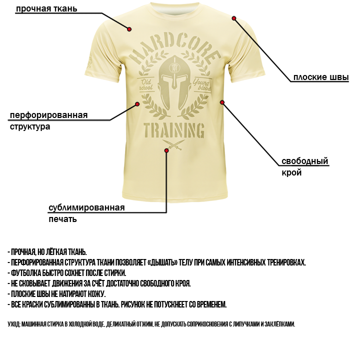 Тренировочная футболка Hardcore Training Helmet Sand - фото 6