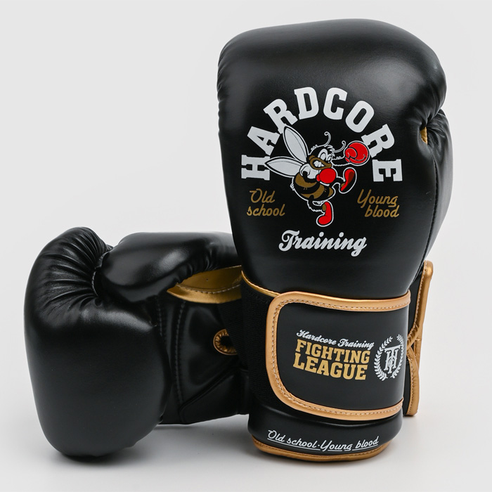 Боксерские перчатки Hardcore Training Fighting League Black PU - фото 1